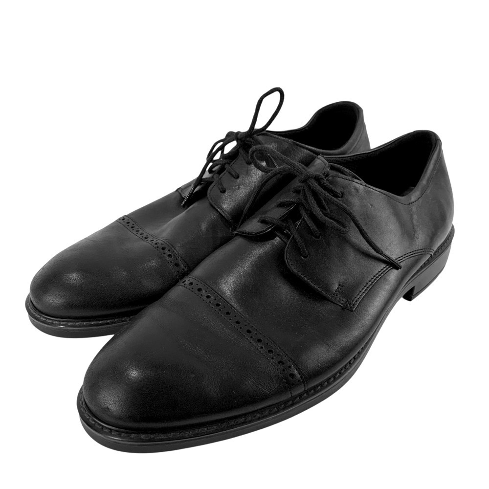 Ecco Vitrus III Black Leather Brogues Derby Oxfords EU 47/US 13-13.5 Dress Shoe